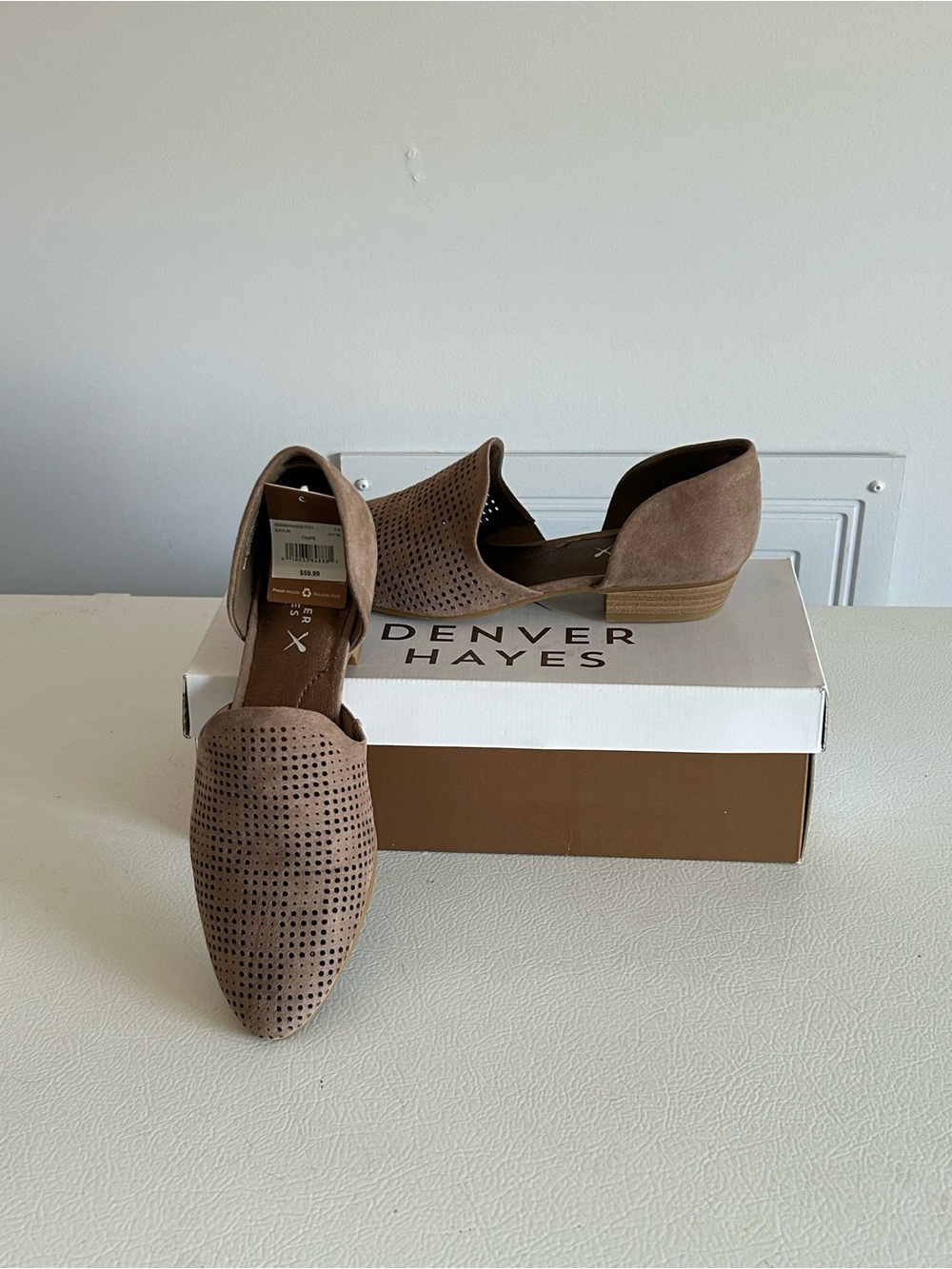 Denver Hayes Taupe Perforated D'Orsay Flats